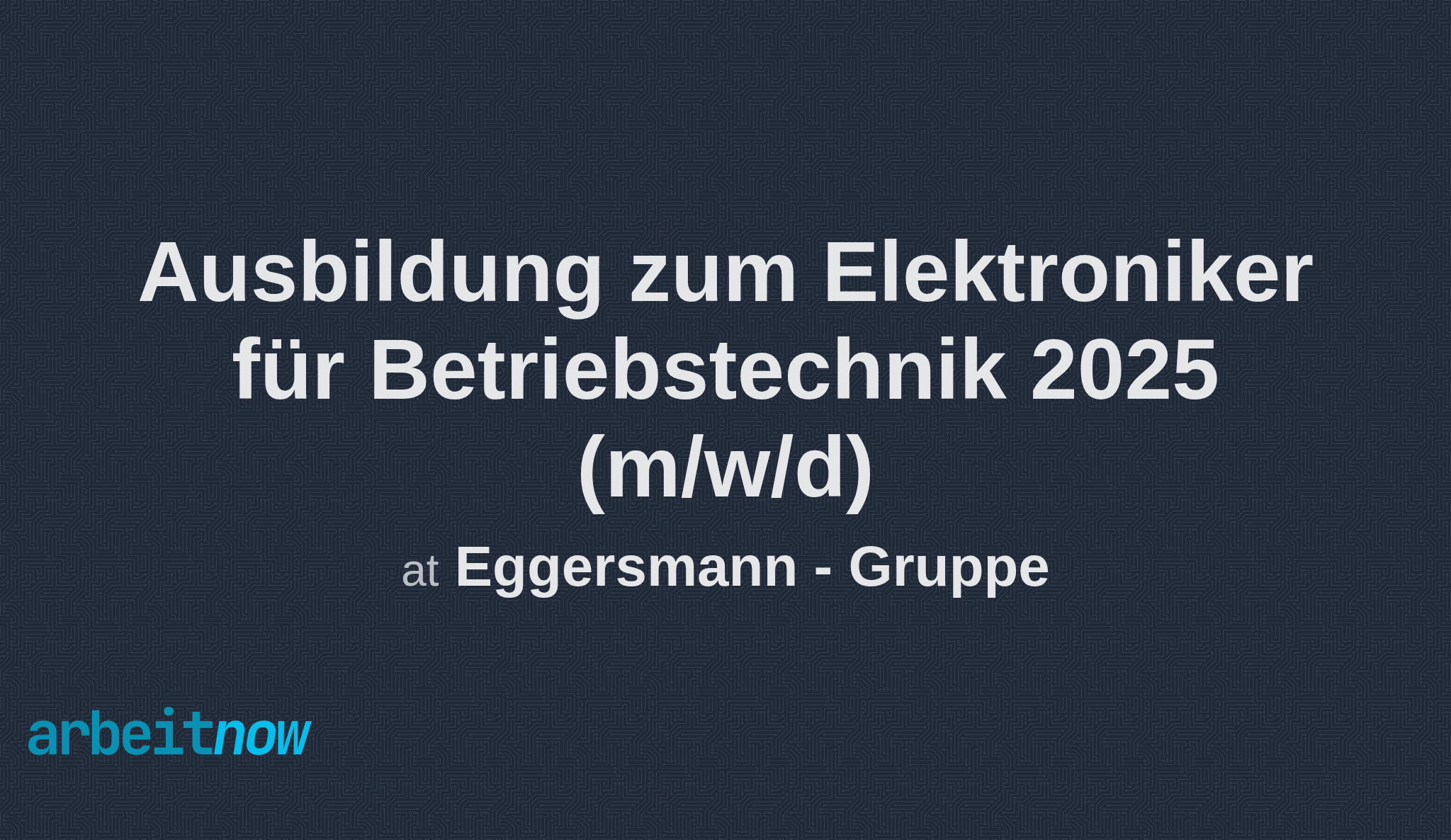 Ausbildung zum Elektroniker für Betriebstechnik 2025 (m/w/d) job at